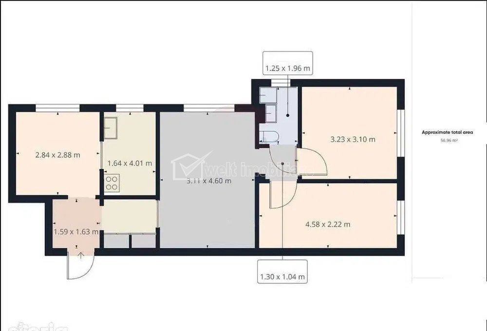 Apartament 4 camere, 57mp, finsat, mobilat si utilat, Manastur