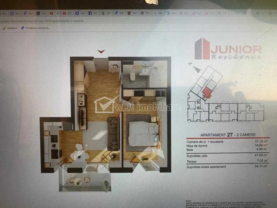 Apartament cu 2 camere, 47 mp, Junior Residence, Iris