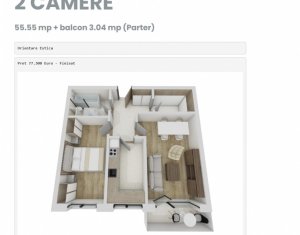 Apartament 2  camere, balcon,  ansamblu rezidential nou, Floresti