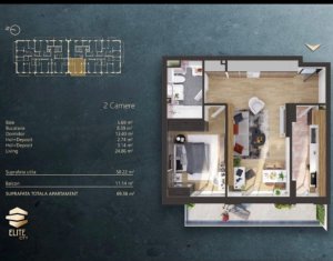 Appartement 2 chambres à vendre dans Cluj-napoca, zone Iris