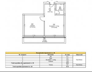 Apartament 2 camere, terasa, zona Petrom , Baciu