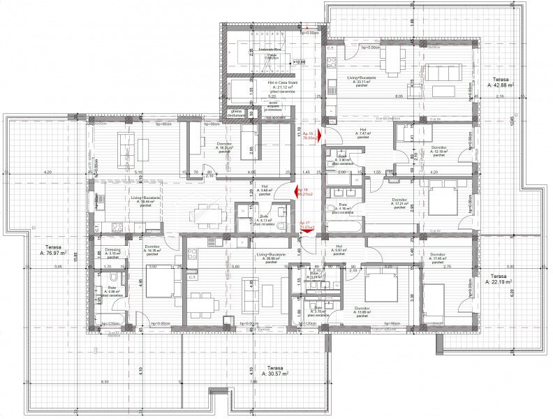 Apartament 3 camere,78,63 mp plus terasa 77 mp, zona Borhanci